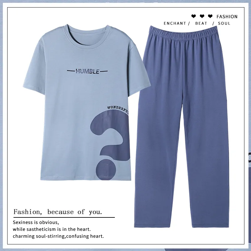 The Story Of The Flower Season Pajama Set Men's Steel Blue-1