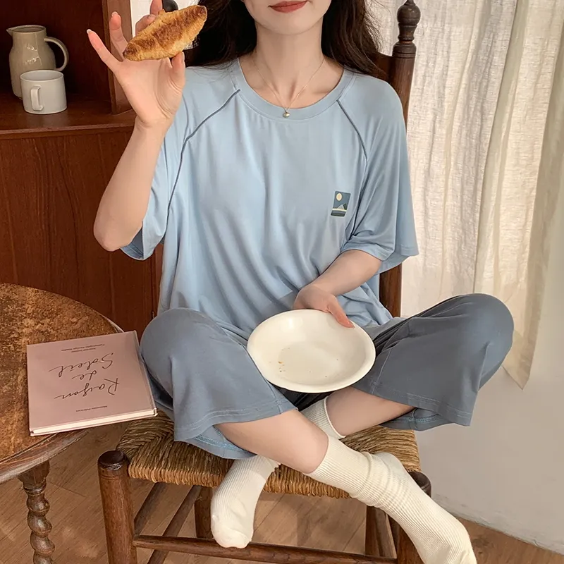 The Story Of The Flower Season Pajama Set Women's Light Blue-6
