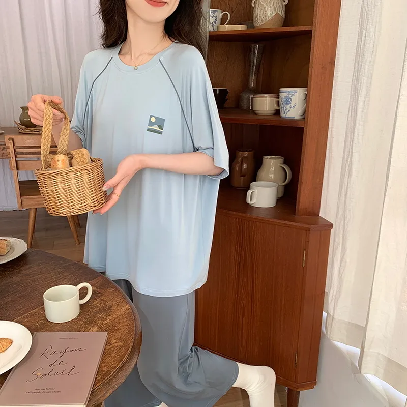 The Story Of The Flower Season Pajama Set Women's Light Blue-7