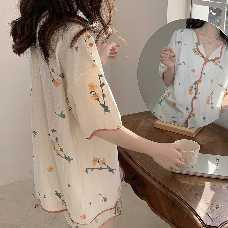 The Story Of The Flower Season Pajama Set Women's Ecru-8