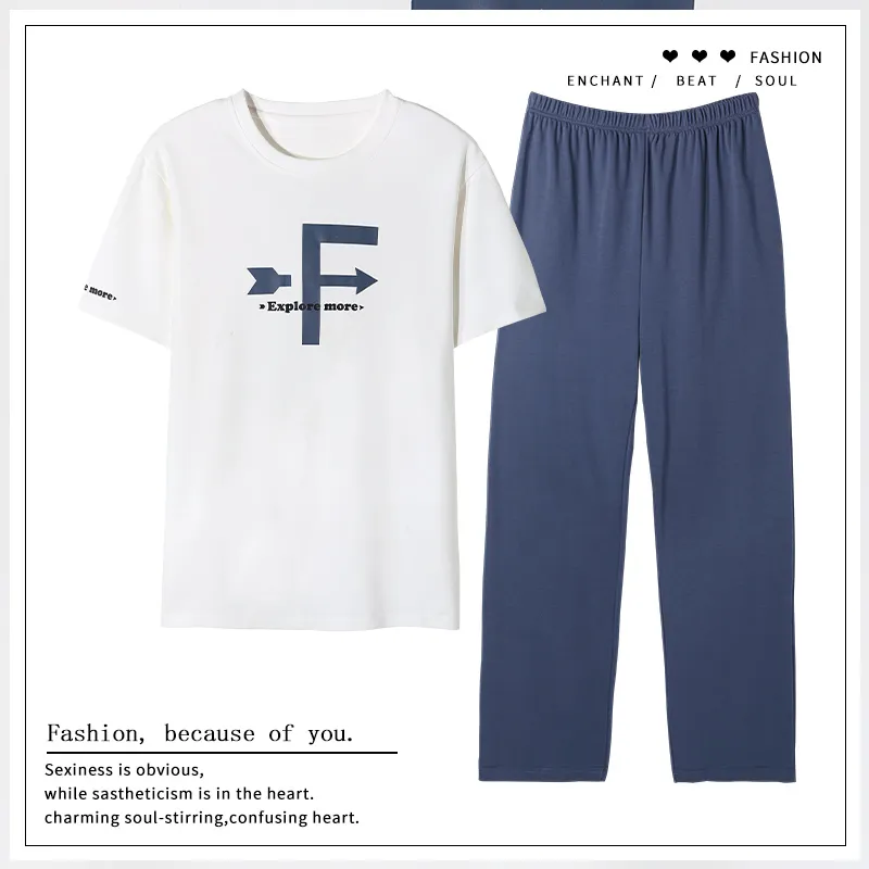 The Story Of The Flower Season Pajama Set Men's White-1