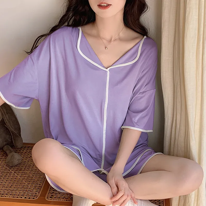 The Story Of The Flower Season Pajama Set Women's Light Purple-4