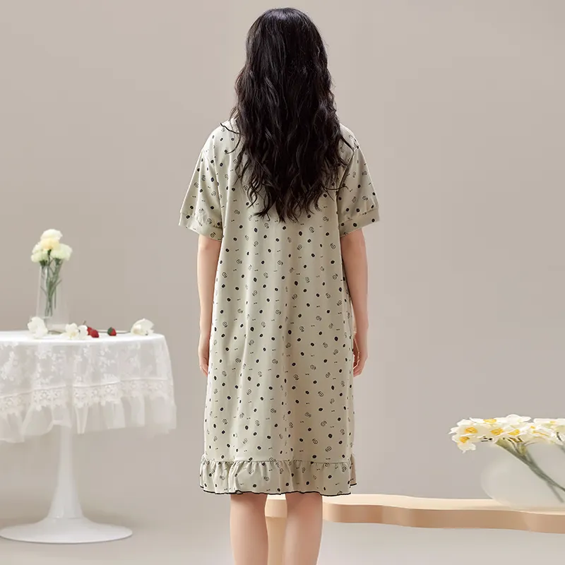 The Story Of The Flower Season Nightgown Women's Yellow Green-1