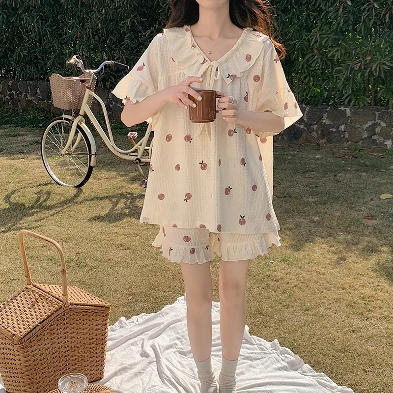 The Story Of The Flower Season Pajama Set Women's Apricot-2