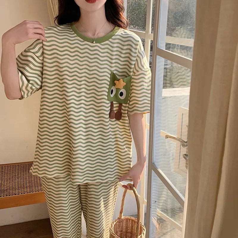 The Story Of The Flower Season Pajama Set Women's Light Green-1