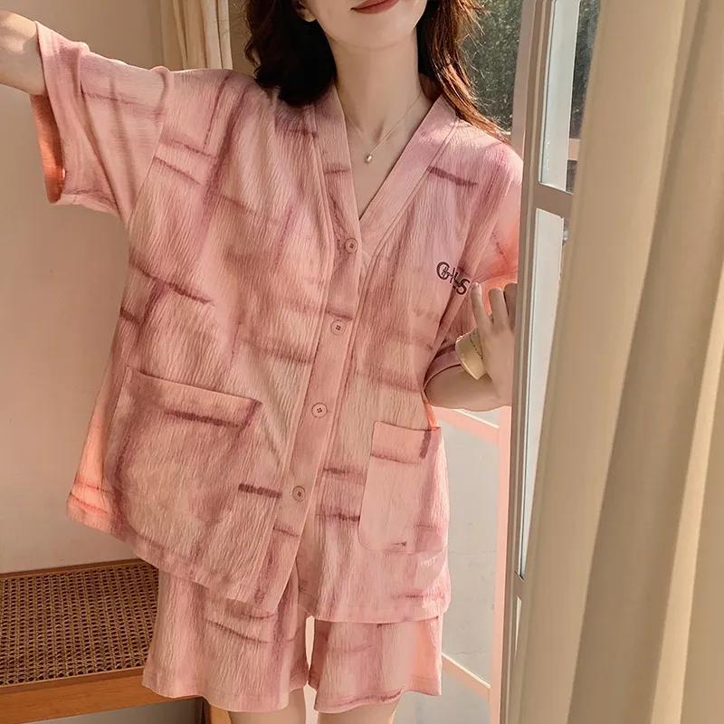 The Story Of The Flower Season Pajama Set Women's Dark Pink-6