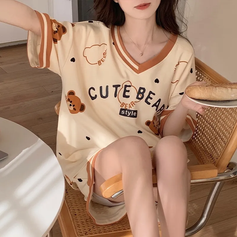 The Story Of The Flower Season Pajama Set Women's Apricot-4