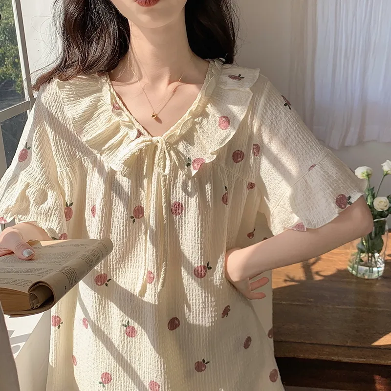 The Story Of The Flower Season Pajama Set Women's Apricot-7