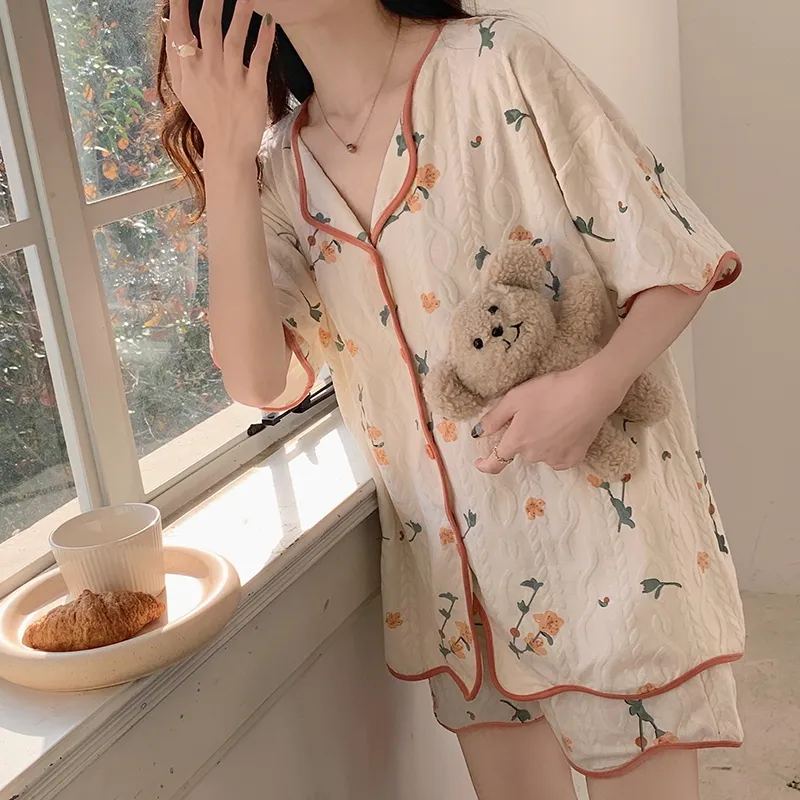 The Story Of The Flower Season Pajama Set Women's Ecru-6