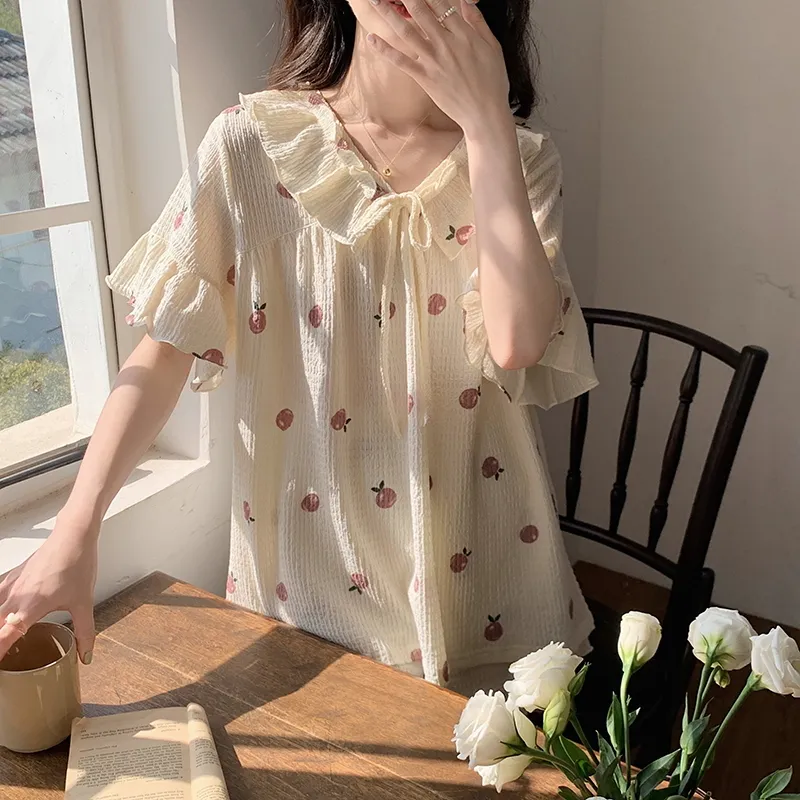 The Story Of The Flower Season Pajama Set Women's Apricot-5