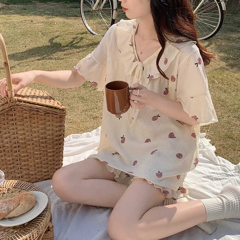 The Story Of The Flower Season Pajama Set Women's Apricot-1