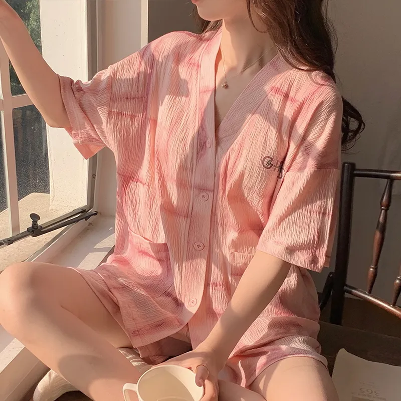 The Story Of The Flower Season Pajama Set Women's Dark Pink-1