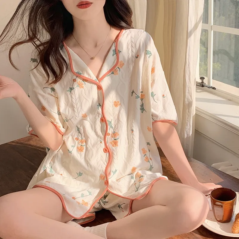 The Story Of The Flower Season Pajama Set Women's Ecru-7
