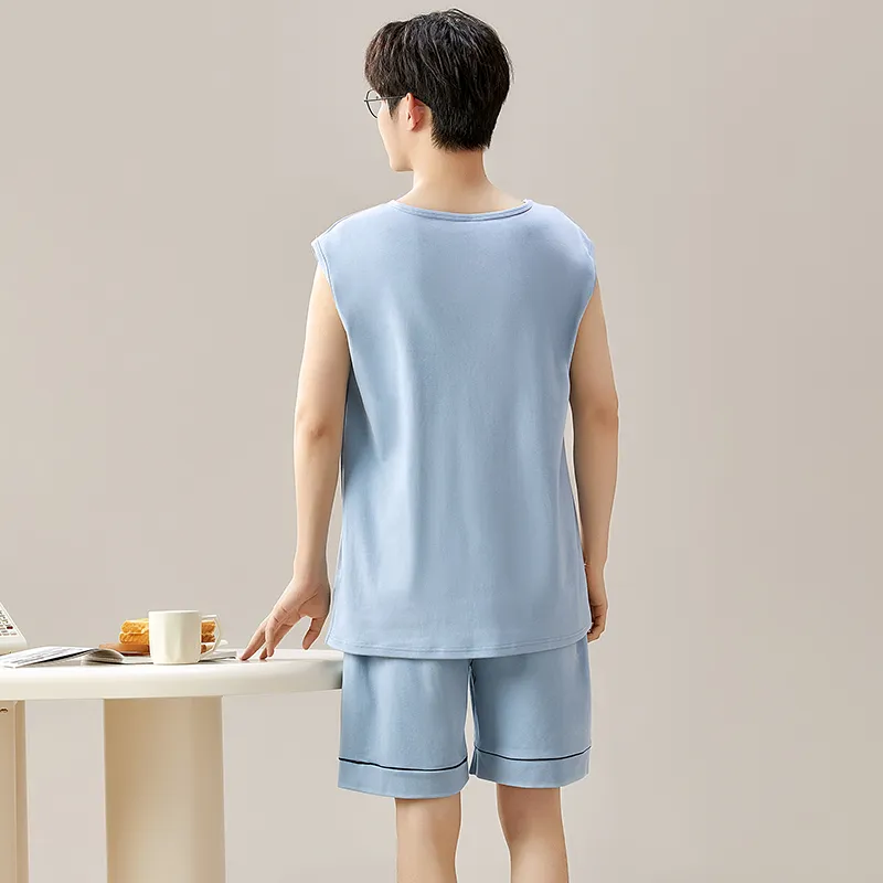 The Story Of The Flower Season Pajama Set Men's Light Blue-1