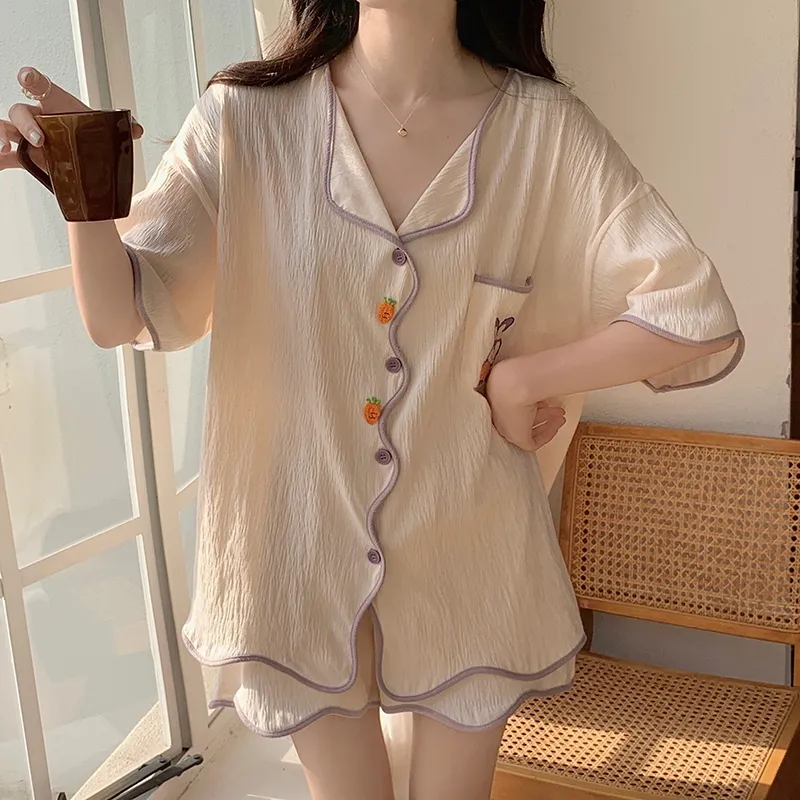 The Story Of The Flower Season Pajama Set Women's Apricot-1