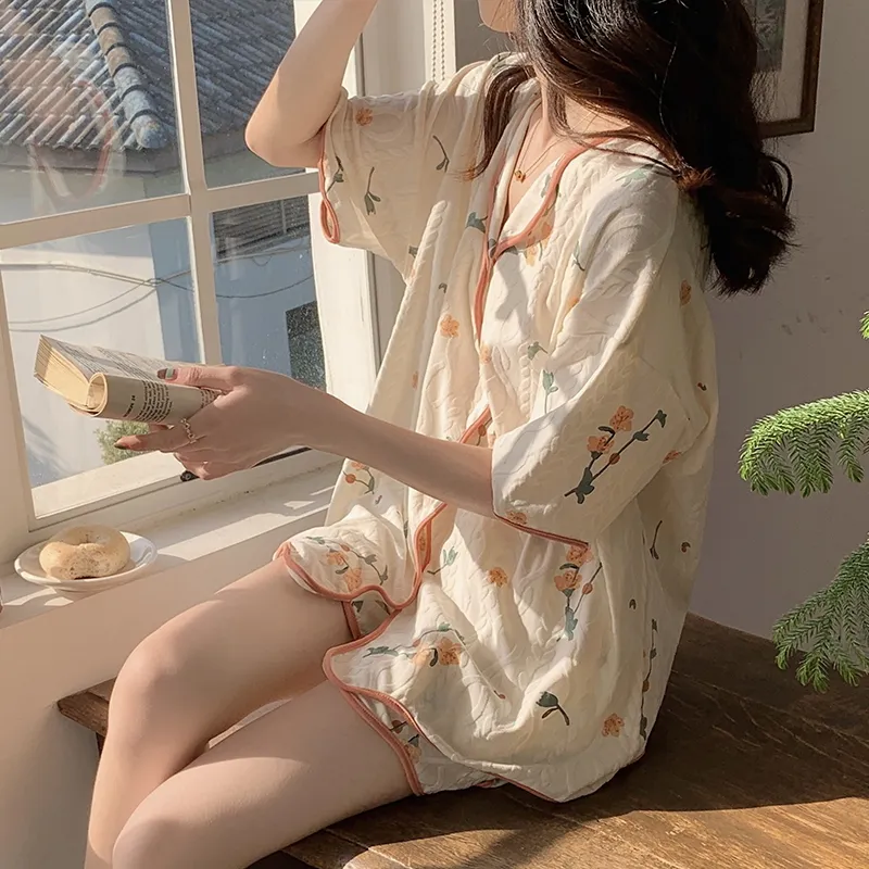 The Story Of The Flower Season Pajama Set Women's Ecru-3