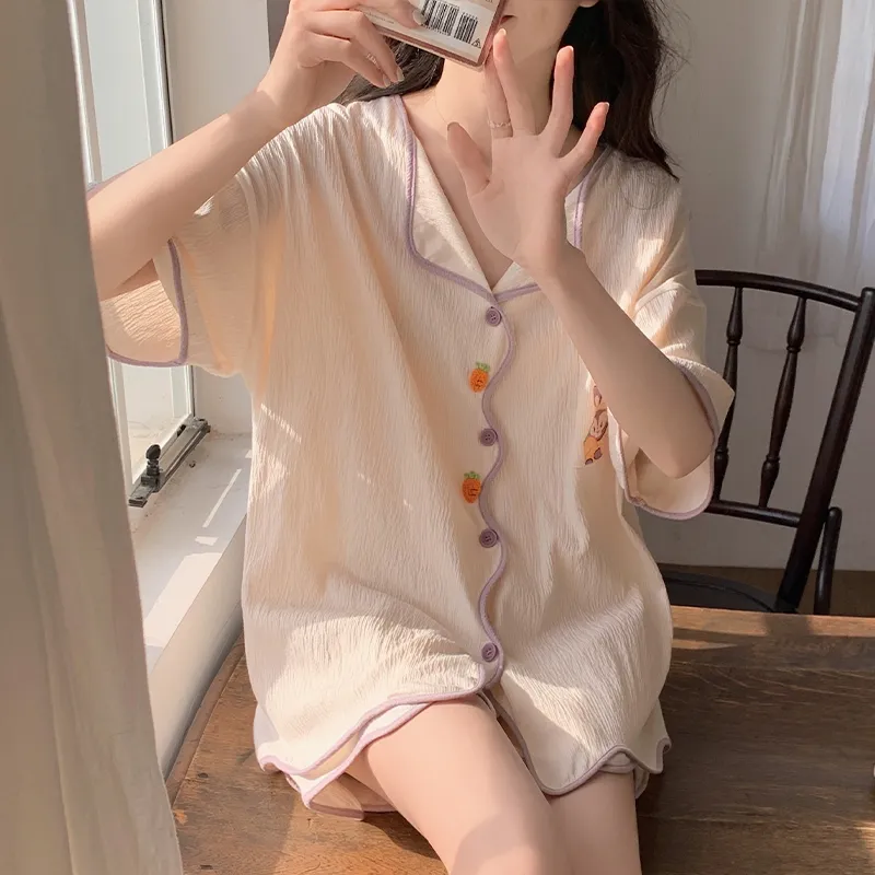 The Story Of The Flower Season Pajama Set Women's Apricot-3