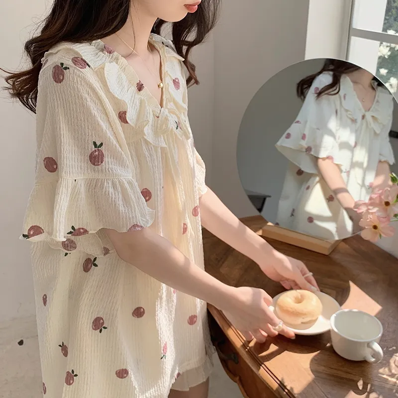 The Story Of The Flower Season Pajama Set Women's Apricot-8