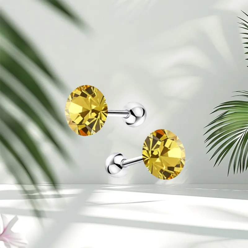Titanium Steel Ear Care Stud Earrings Fashion Stud Earrings Unisex Multicolor Sparkling Gift Box Set-30