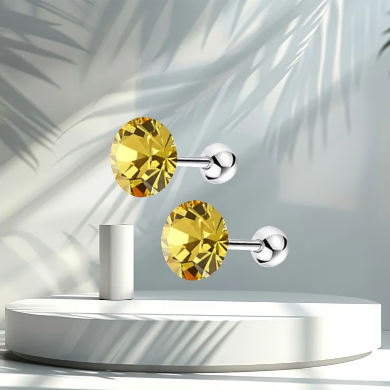 Titanium Steel Ear Care Stud Earrings Fashion Stud Earrings Unisex Multicolor Sparkling Gift Box Set-31