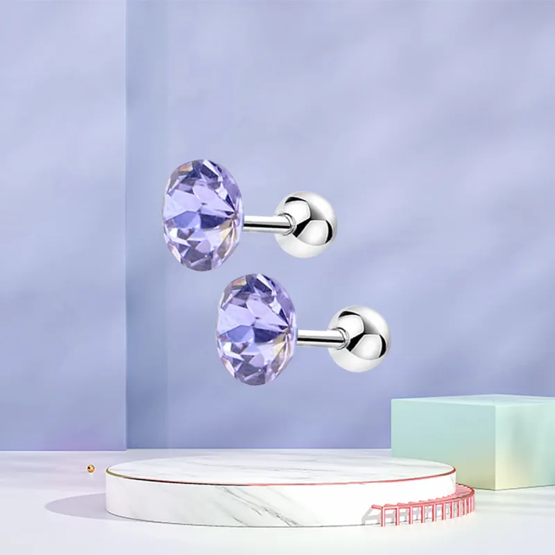 Titanium Steel Ear Care Stud Earrings Fashion Stud Earrings Unisex Multicolor Sparkling Gift Box Set-41