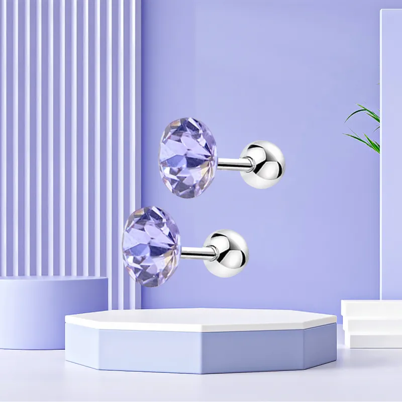 Titanium Steel Ear Care Stud Earrings Fashion Stud Earrings Unisex Multicolor Sparkling Gift Box Set-40