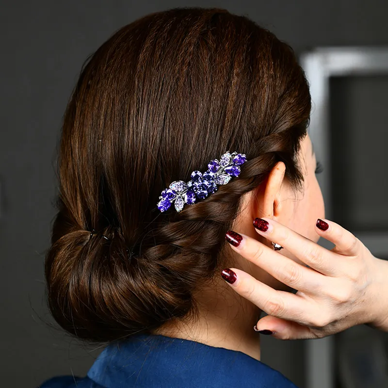 Left Europe Artificial Rhinestone Hair Clips Women's-2