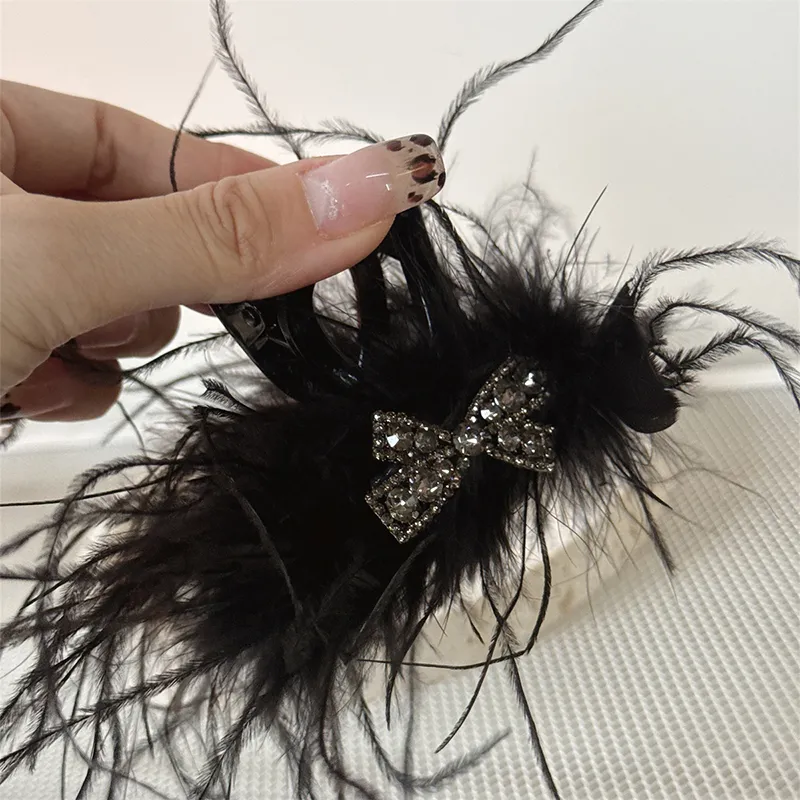 Left Europe Rhinestone Bowknot Hair Clips Women's-1