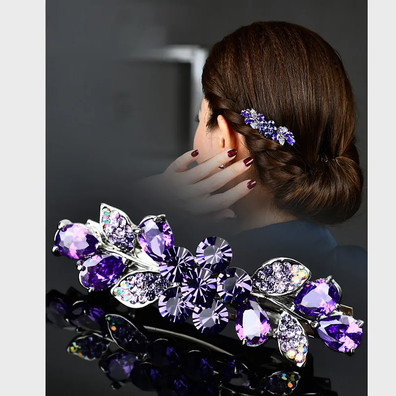 Left Europe Artificial Rhinestone Hair Clips Women's-1