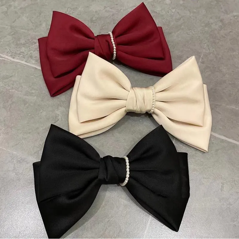 Left Europe Fabric Pearls Hair Clips Women's-9