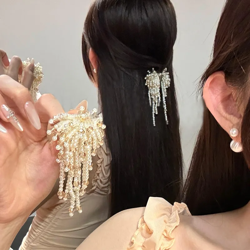 Left Europe Pearl Hair Clips Women's-2
