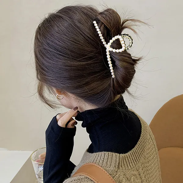 Left Europe Alloy Faux Pearl Hair Clips Women's-2