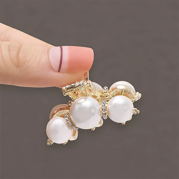 Left Europe Pearl Rhinestone Hair Clips Women's-1