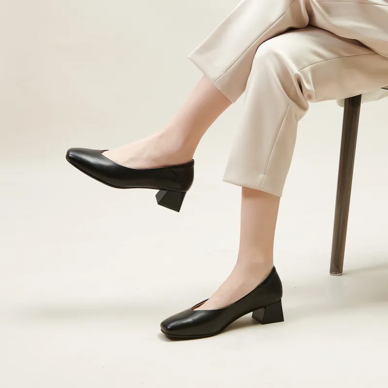 PT'SON Chunky Heel High Heels 4cm Women's-13