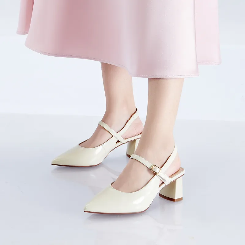 PT'SON Chunky Heel High Heels 5.3cm Women's-8