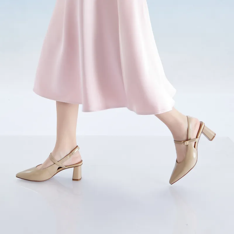 PT'SON Chunky Heel High Heels 5.3cm Women's-19
