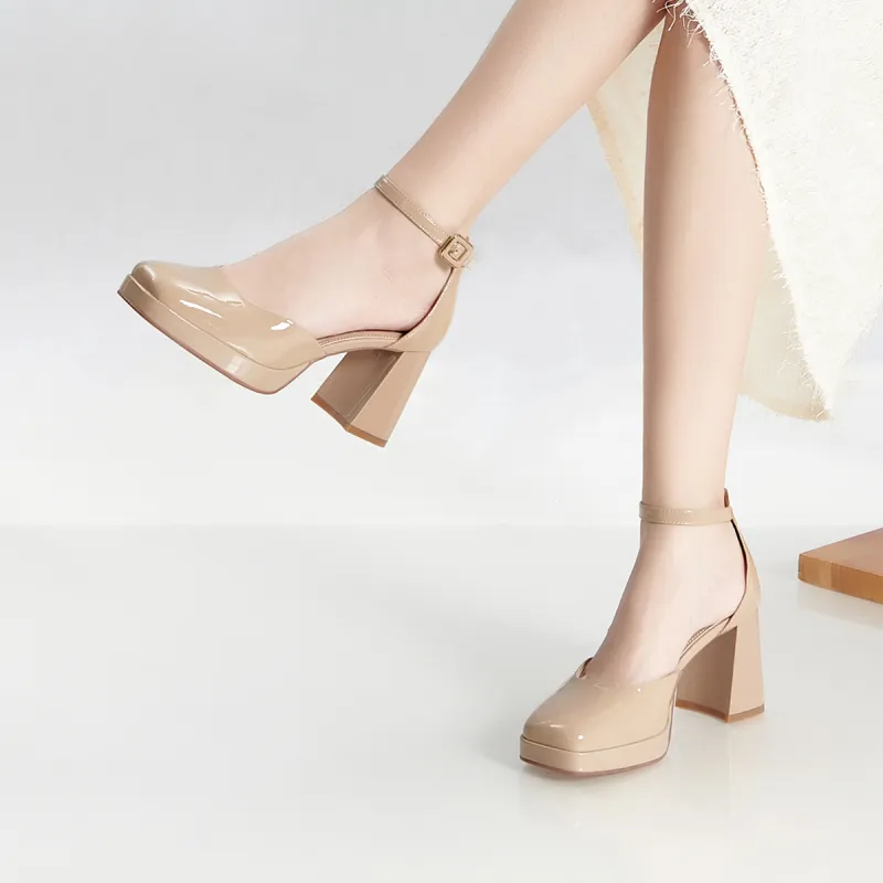 PT'SON Chunky Heel High Heels Women's-16