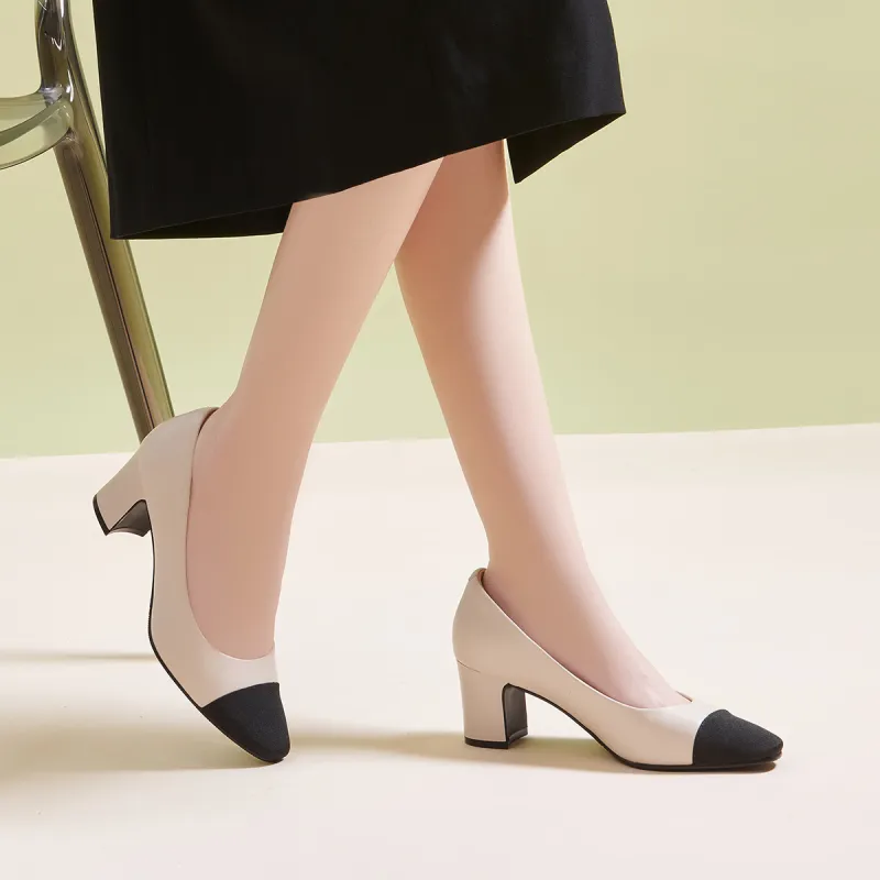 PT'SON Chunky Heel High Heels 4cm Women's-17