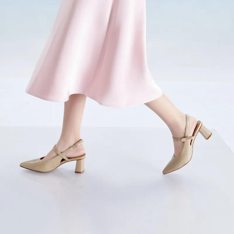 PT'SON Chunky Heel High Heels 5.3cm Women's-18