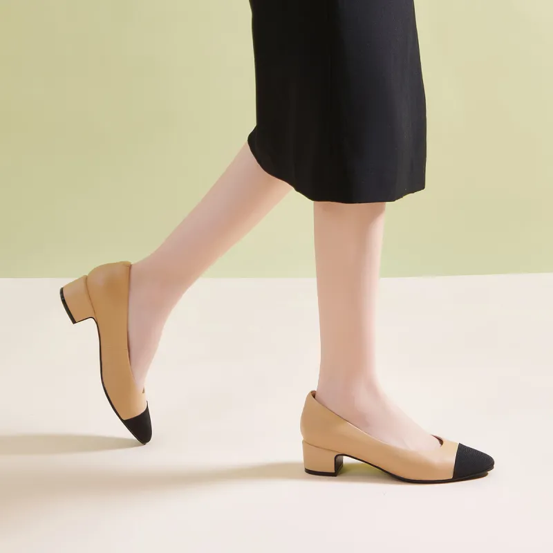 PT'SON Chunky Heel High Heels 4cm Women's-8