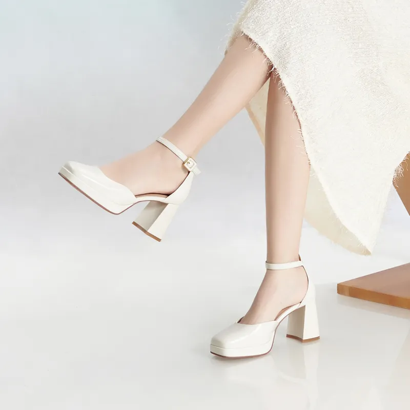 PT'SON Chunky Heel High Heels Women's-5