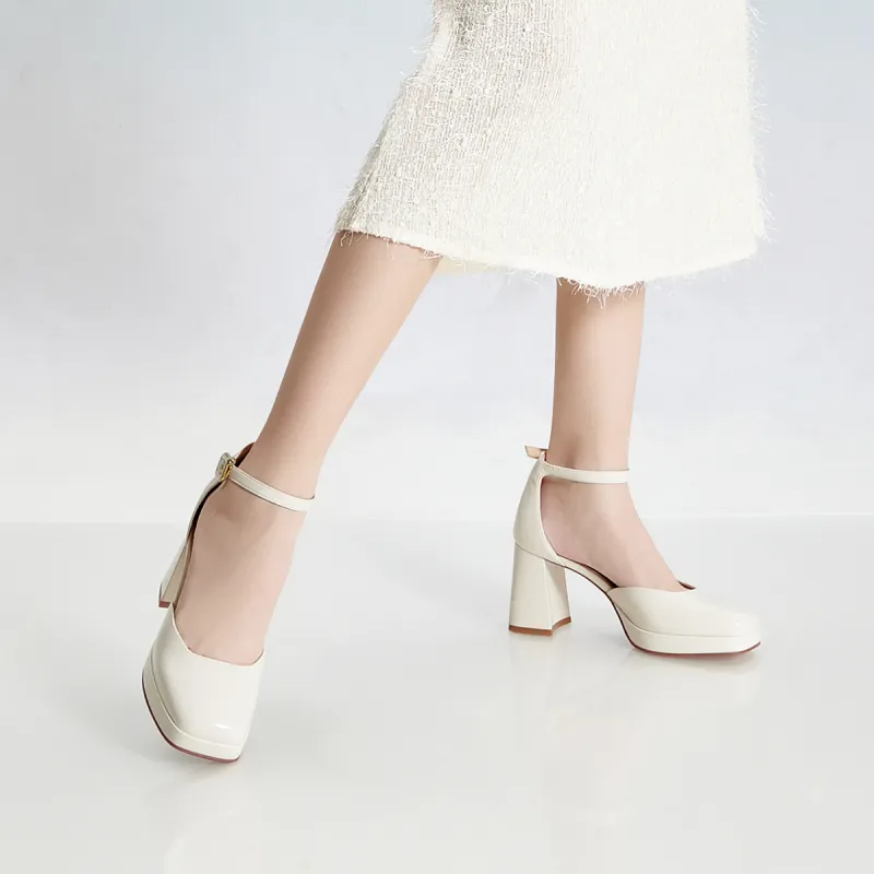 PT'SON Chunky Heel High Heels Women's-9