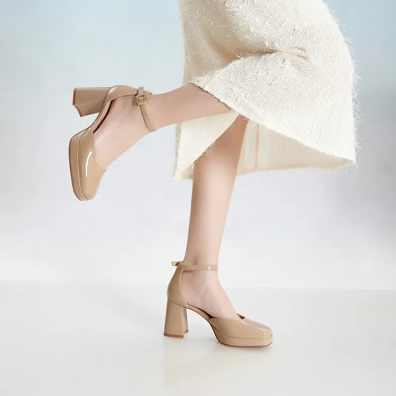 PT'SON Chunky Heel High Heels Women's-20