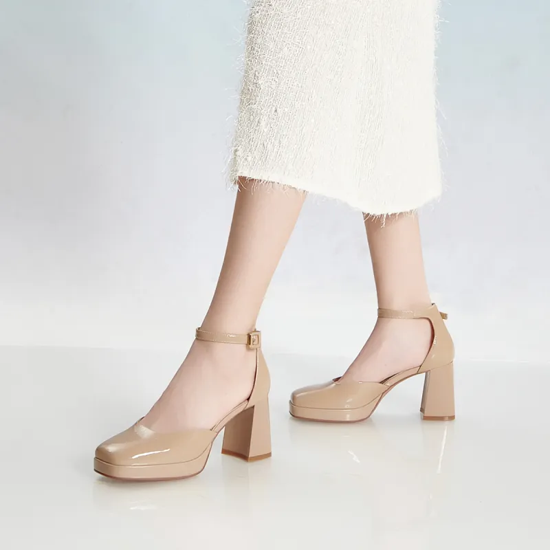 PT'SON Chunky Heel High Heels Women's-18