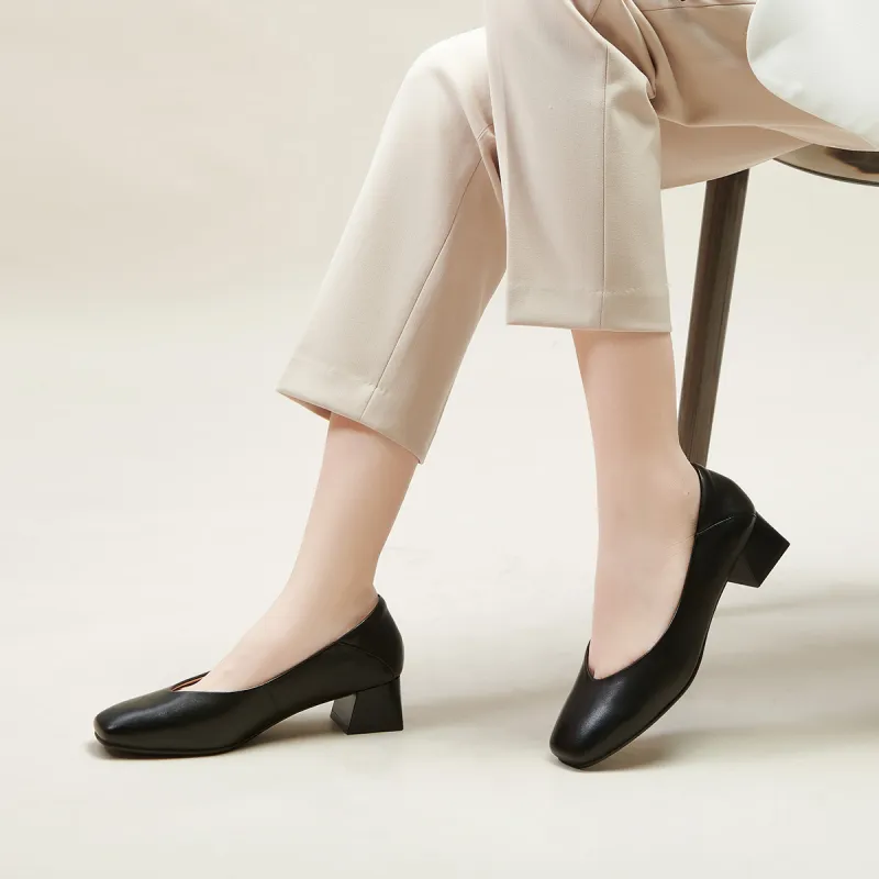 PT'SON Chunky Heel High Heels 4cm Women's-14