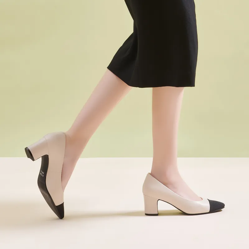 PT'SON Chunky Heel High Heels 4cm Women's-16