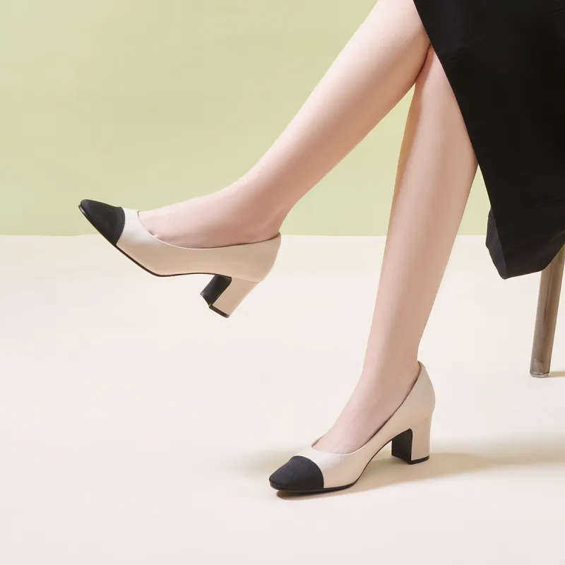 PT'SON Chunky Heel High Heels 4cm Women's-15
