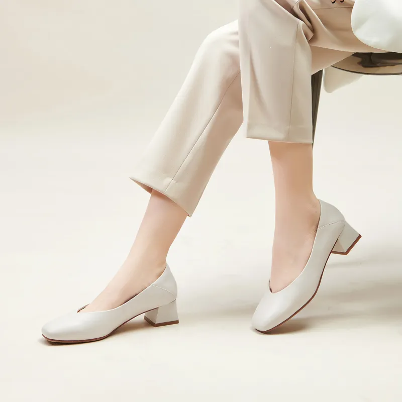 PT'SON Chunky Heel High Heels 4cm Women's-7