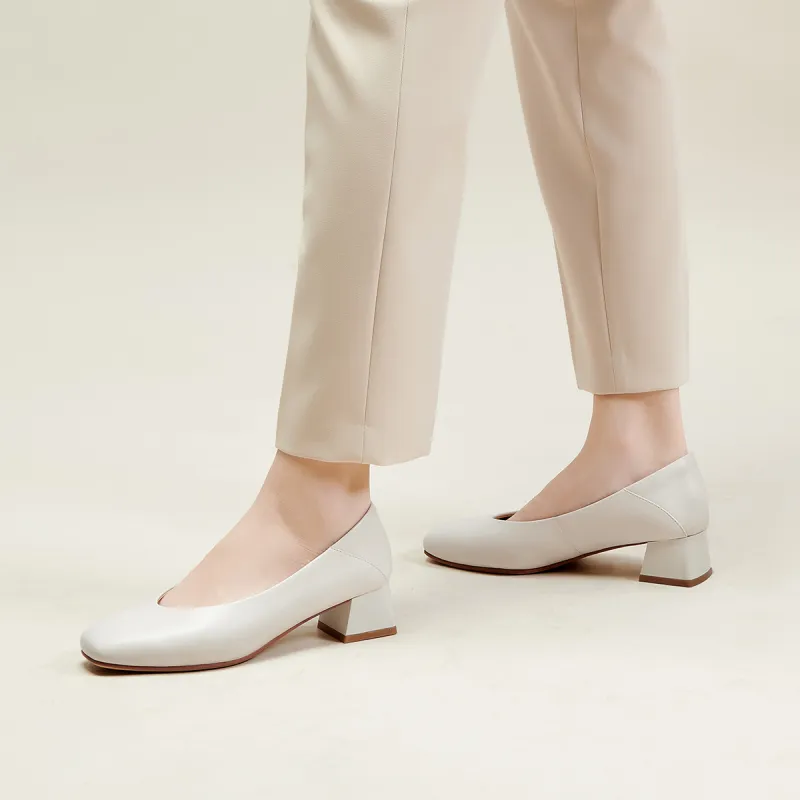 PT'SON Chunky Heel High Heels 4cm Women's-6