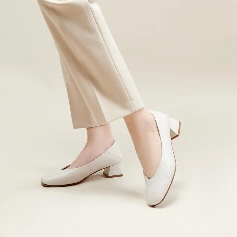 PT'SON Chunky Heel High Heels 4cm Women's-8